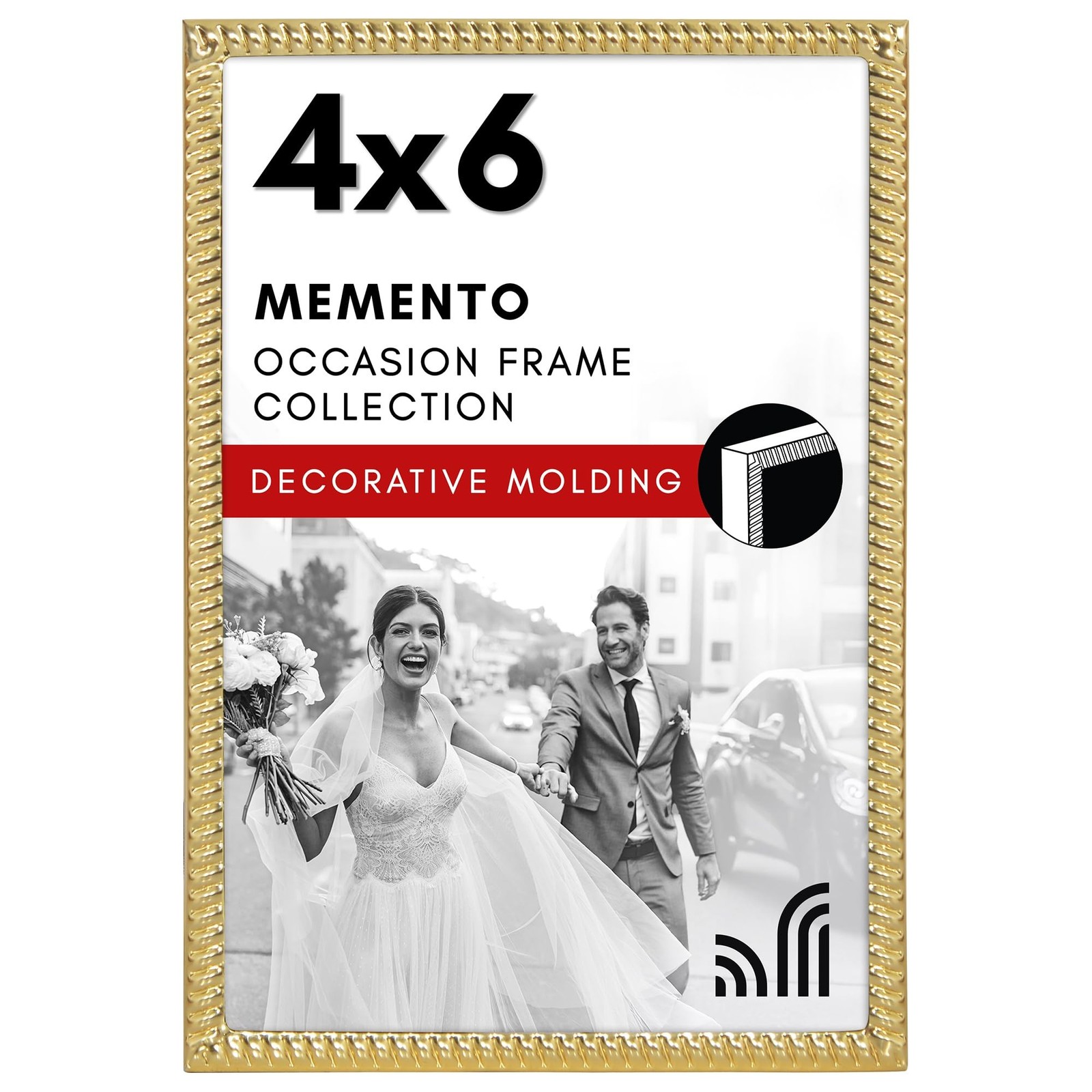 Americanflat 4x6 Metal Picture Frame With Rope-Style Textured Detailing - Mod...