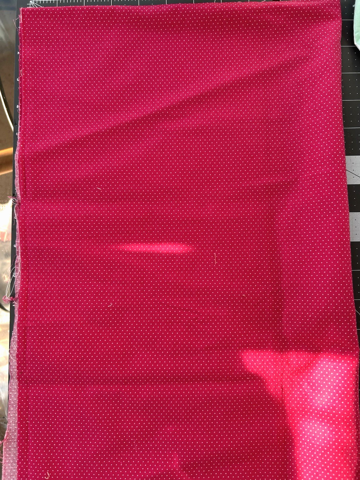 1 Piece Fabric Raspberry Fuchsia White Tiny Polka Dot Cotton Craft  18"x 10"