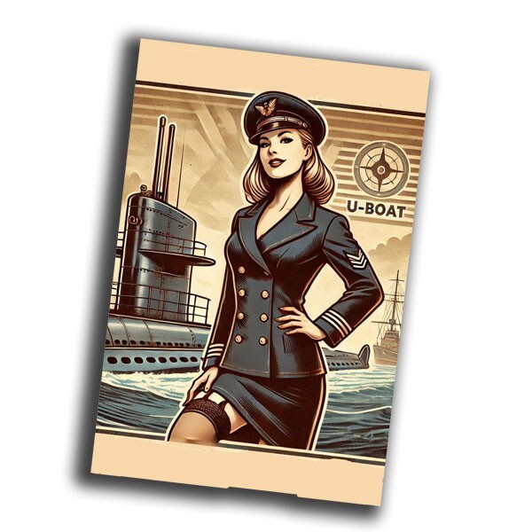 u boat submarine nice vintage woman retro WW2 Photo Glossy 4*6 in B51