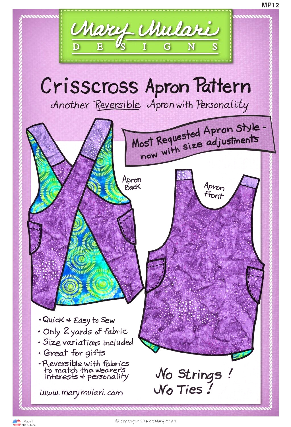 Mary's Productions Crisscross Apron By Mary Mulari Sewing Pattern