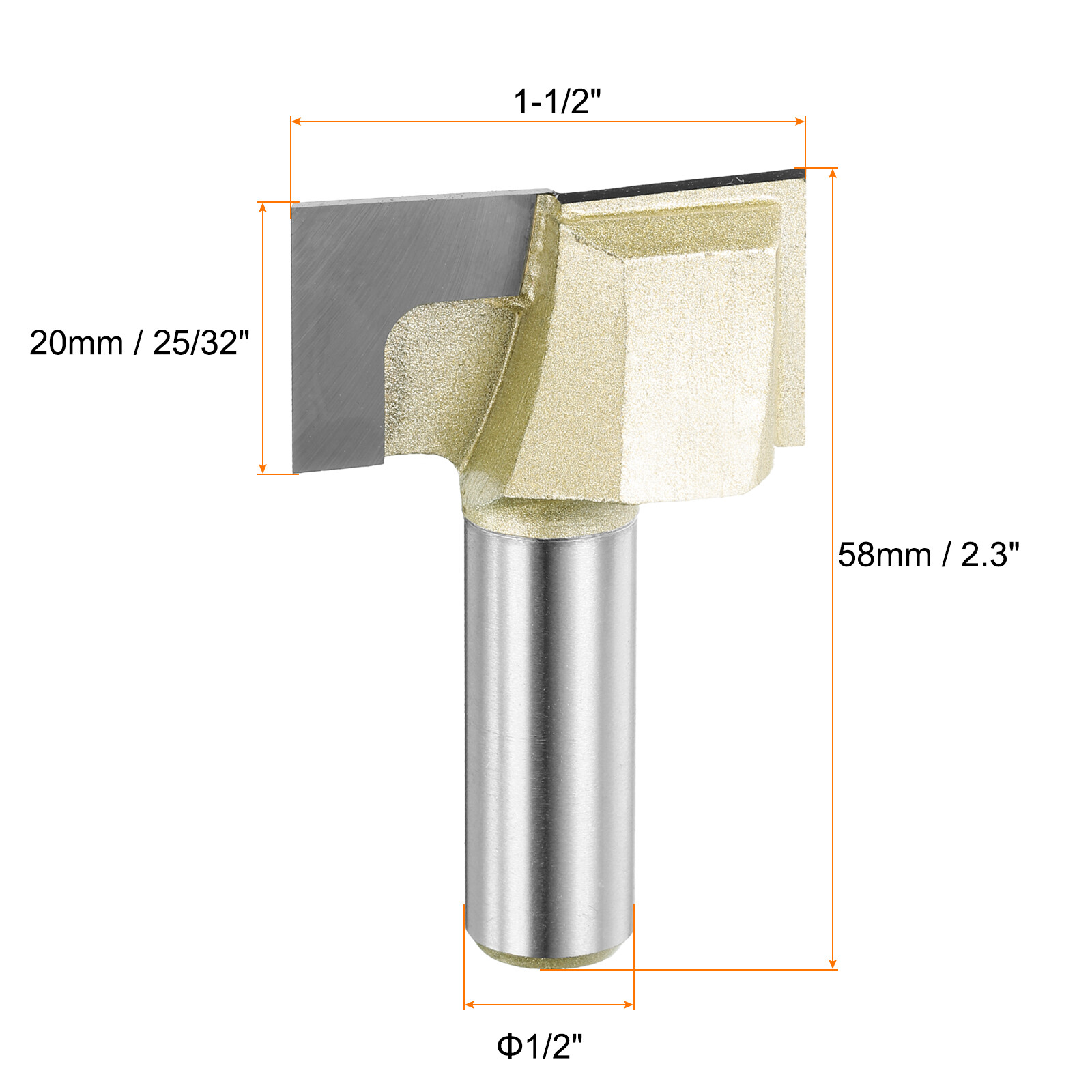 Bottom Cleaning Router Bit 1-1/2" Diameter 1/2" Shank Carbide Tipped Cutter
