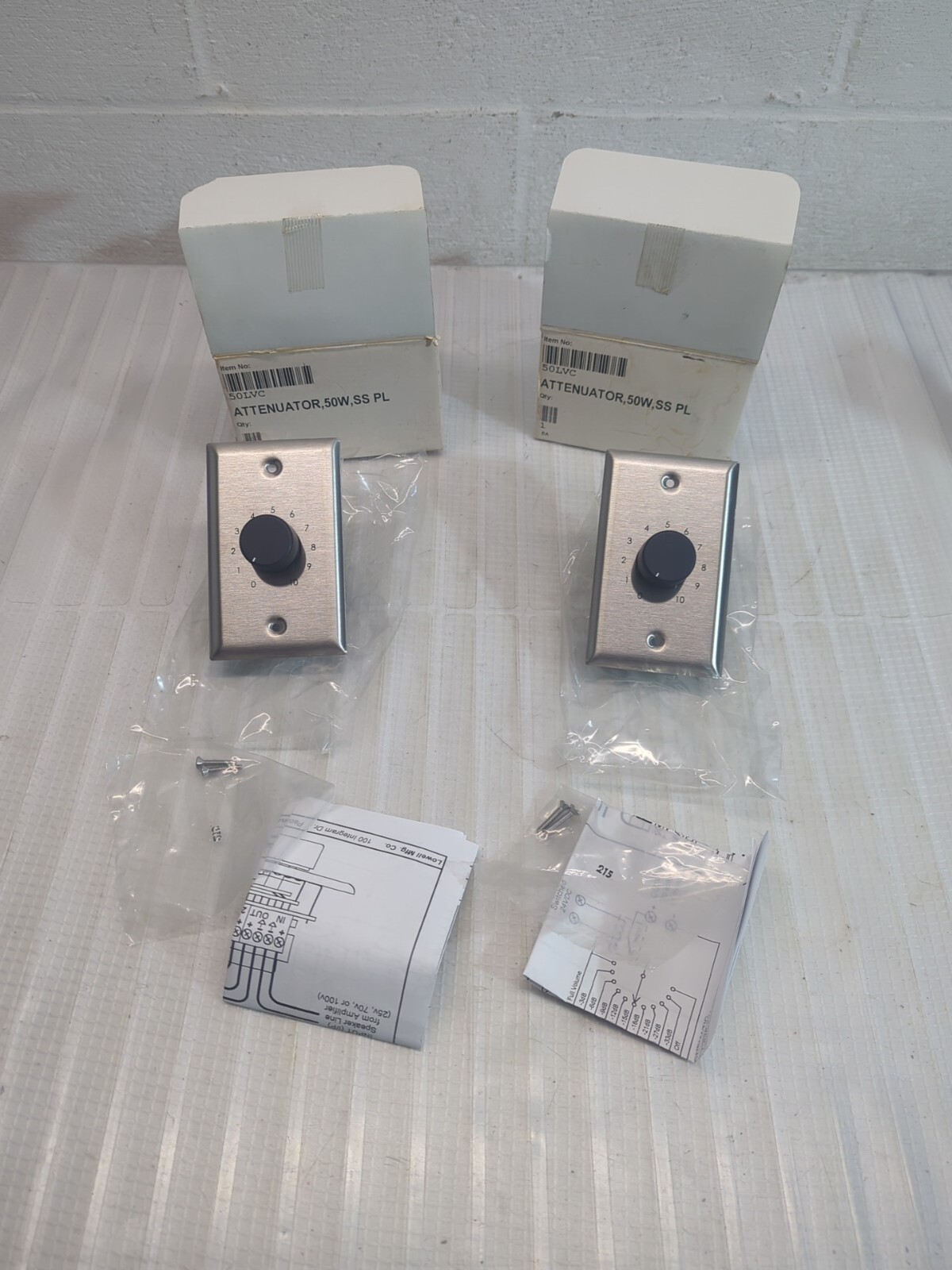Lowell 50lvc  Volume Control Attenuator Lot of 2 50 Watt SINGLE GANG STAINLESS