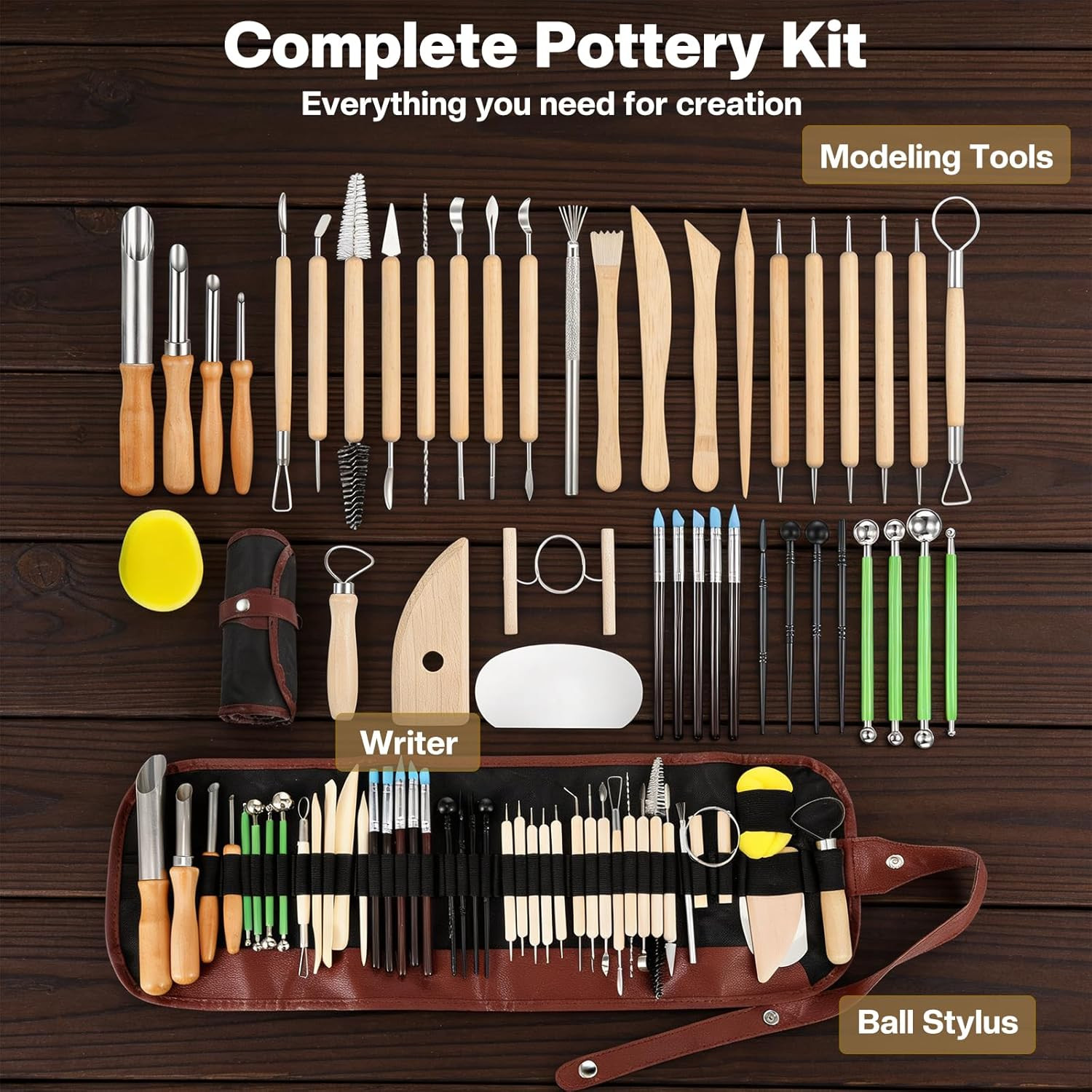 42Pcs Pottery Tools Kit for Sculpting,Clay Tools Sculpting Kit,Ceramic Tools for