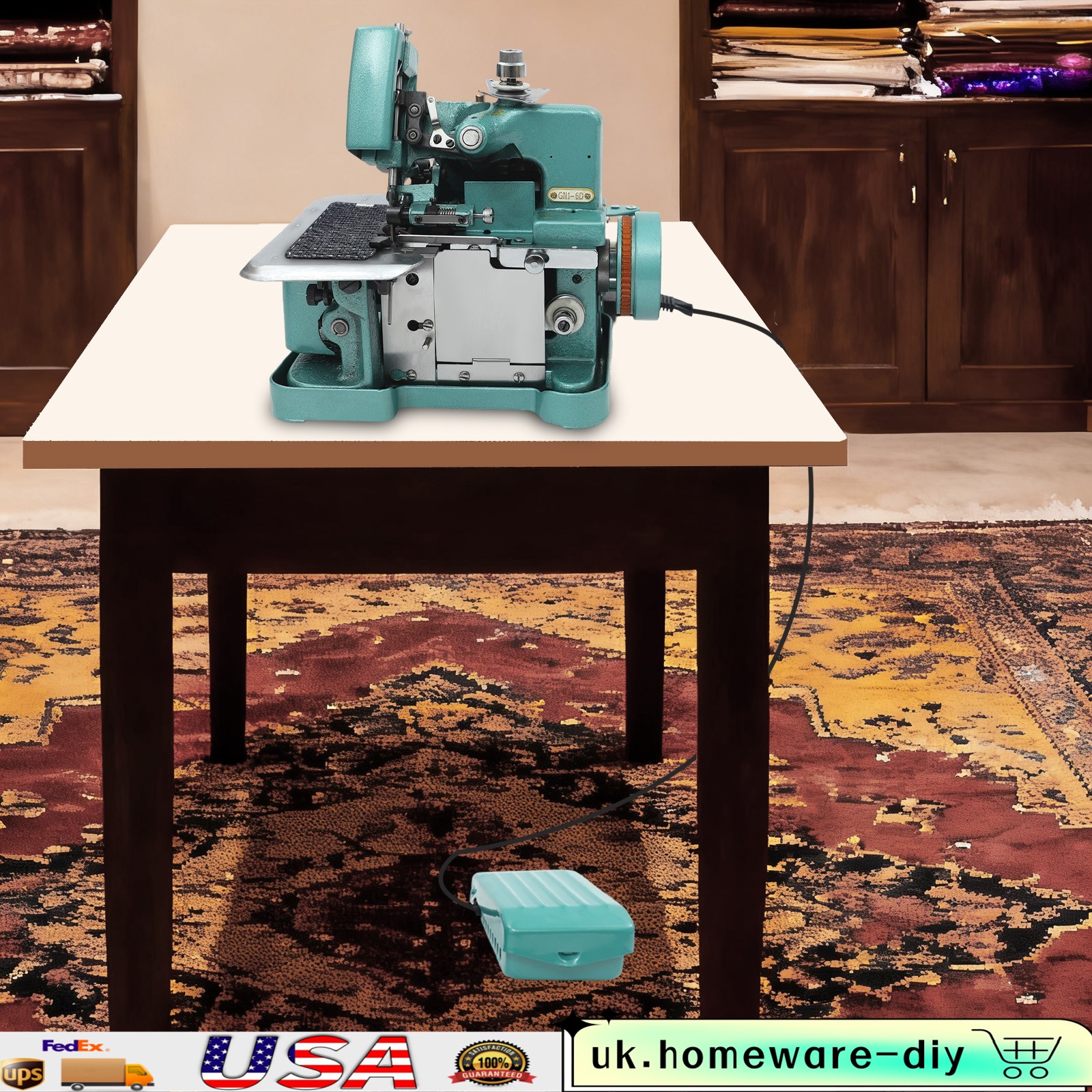 110V Overlock Machine, 150W Overedging Sewing Machine, Green Overlock Machine