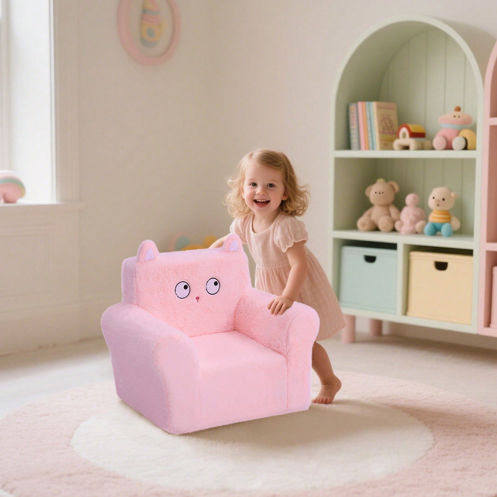 Square Toddller Chair, Comfy Foam Kids Armchair With Reading And Relaxation-FGQ