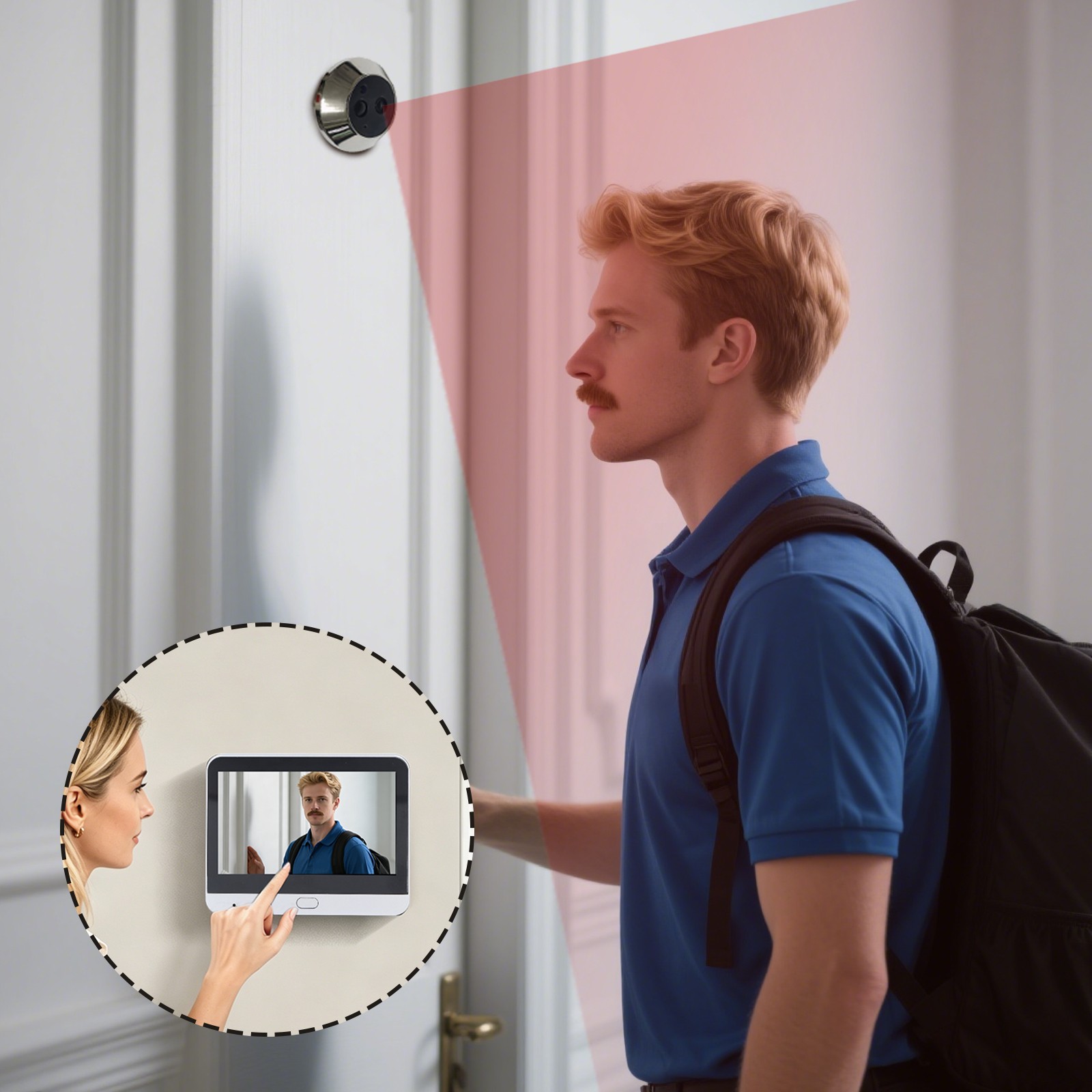 Smart Wifi Doorbell With 4.3-in IPS Screen& 1080P Wide-Angle Camera Night Vision