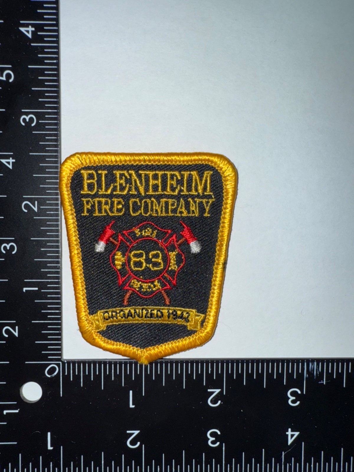 Small Blenheim New Jersey NJ Fire Department Hat Patch Obsolete Embroidered