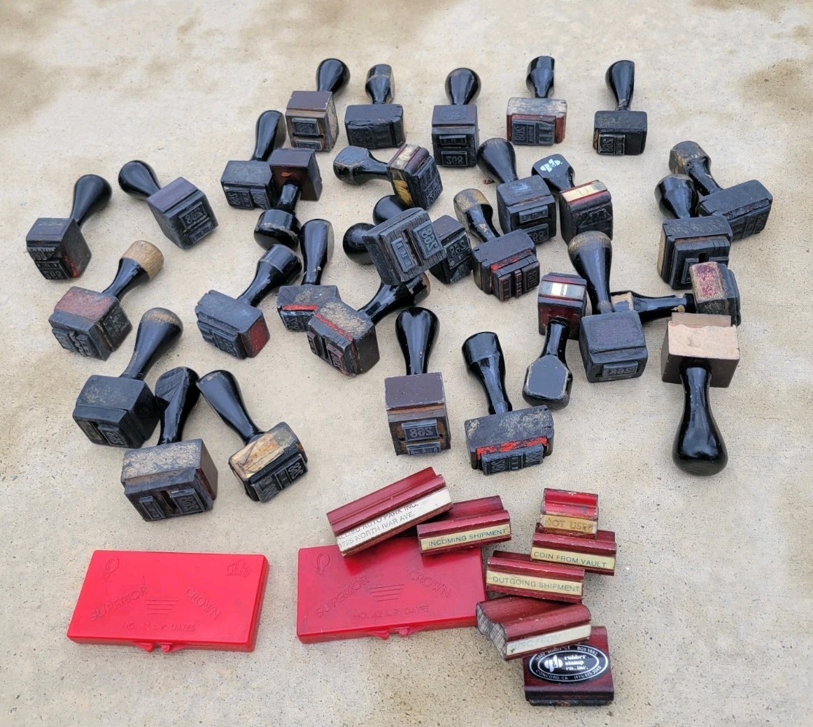 INK STAMPS ~ ALLIED AUTO PARK ~ IVAR AVENUE ~ HOLLYWOOD, CA ~ VINTAGE LOT OF 37+