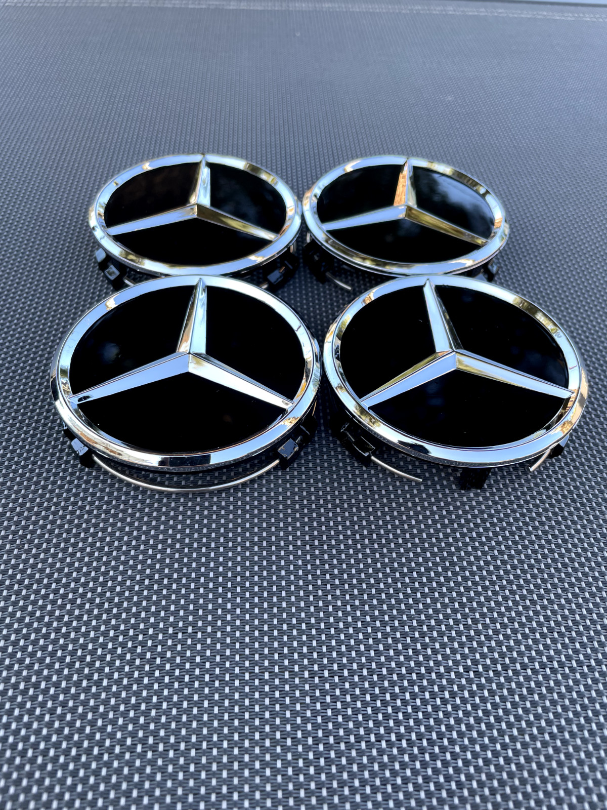 MERCEDES BENZ SET OF 4 BLACK 75 mm/2.95in Wheel Center Caps Fits Most Models