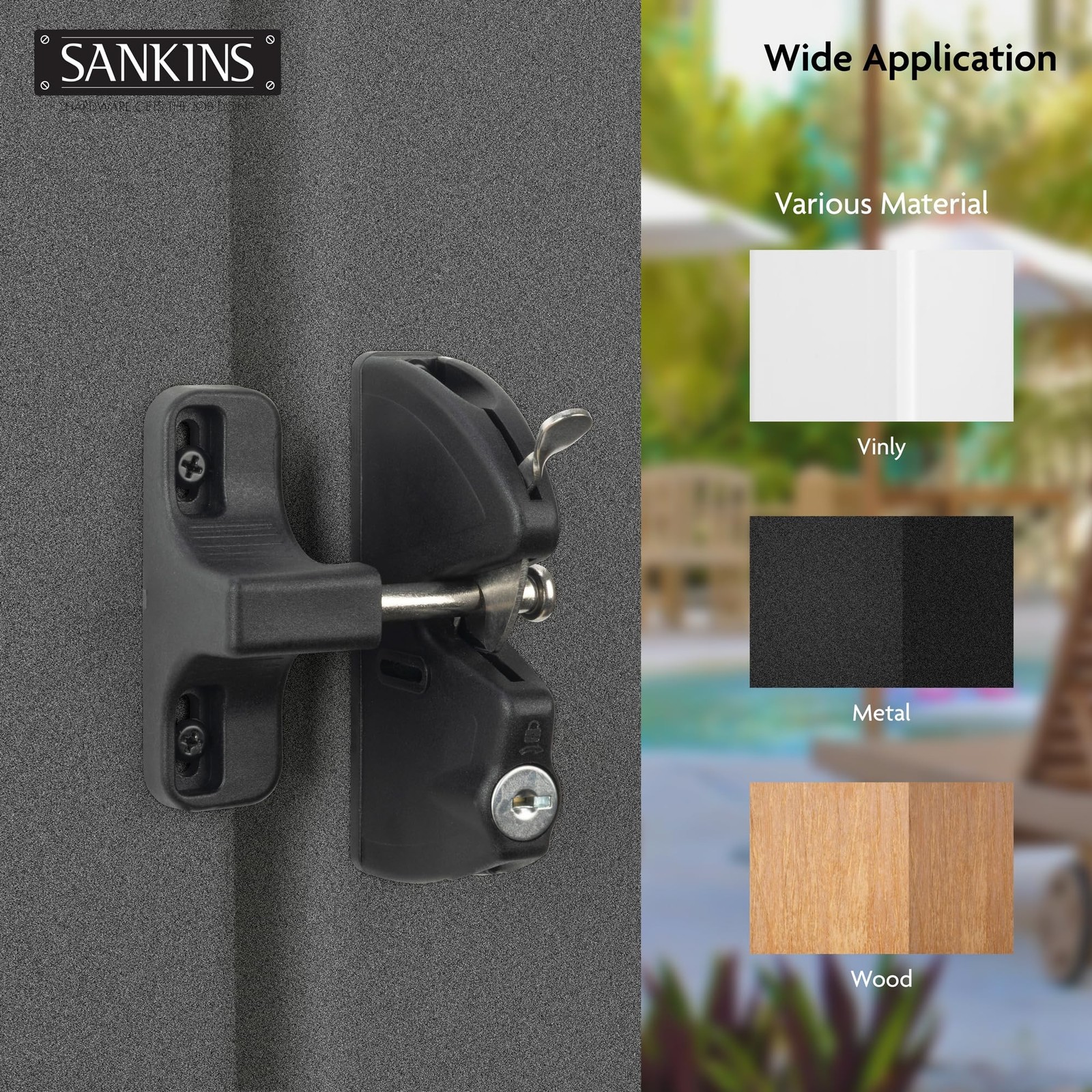Key Lockable Double Sided Gate Latch, Fence Gate Locks for Outdoor Gates, Sel...