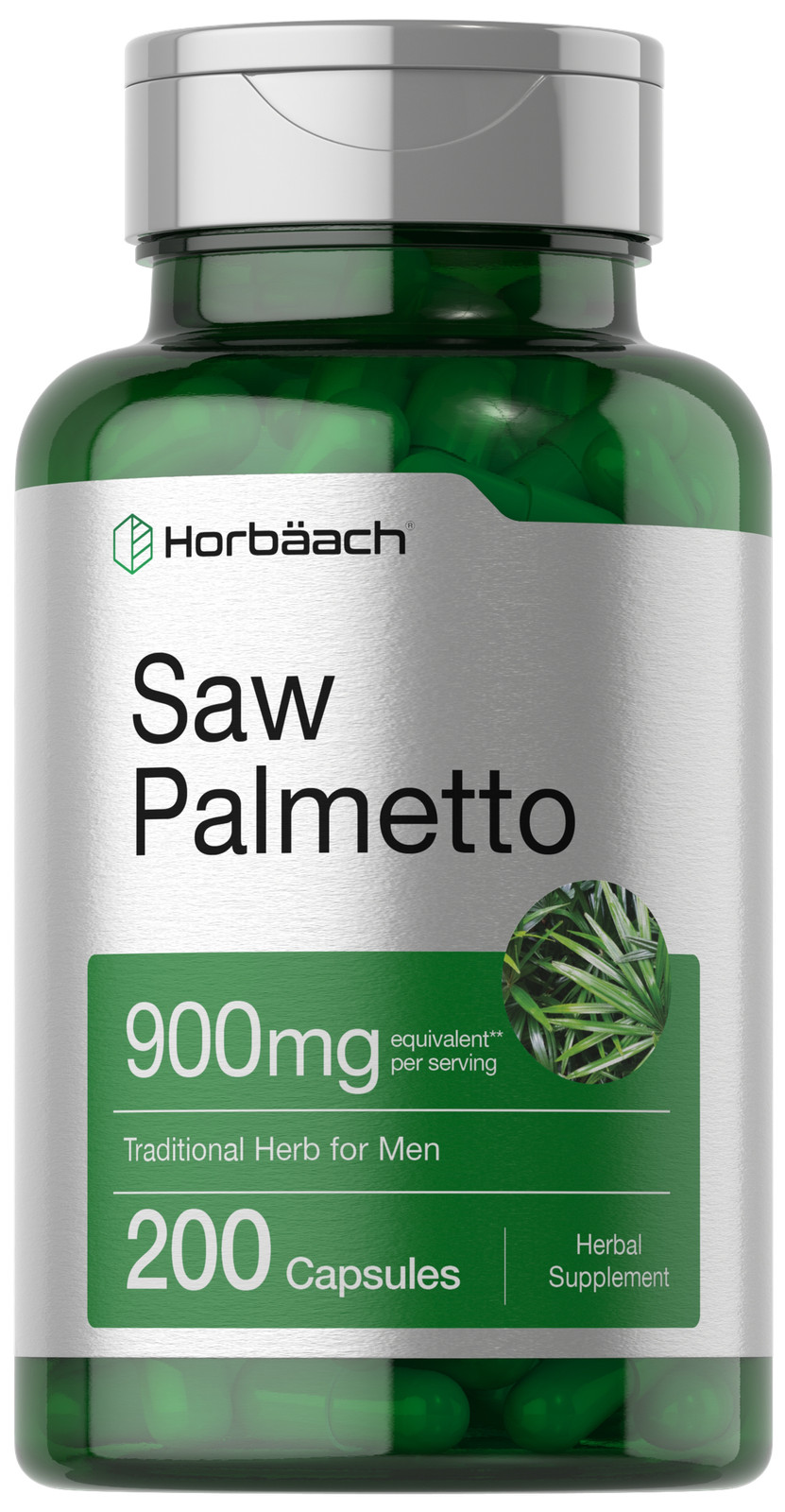 Saw Palmetto Extract 900mg | 200 Capsules | Non-GMO, Gluten Free | by Horbaach