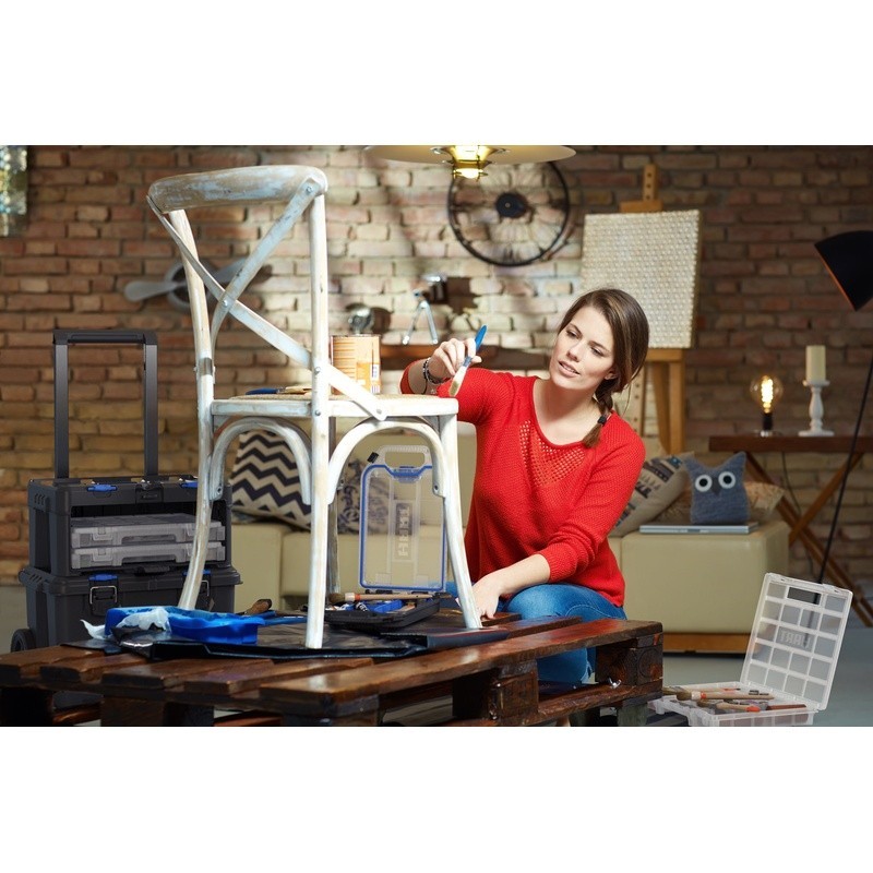 Compact Stackable Tool Organizer 15 Section Storage Solution Portable Clear Lid