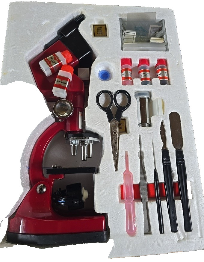 Vintage - 1987 Tasco P900T 900 Power Microscope Discovery Kit Slides UNTESTED