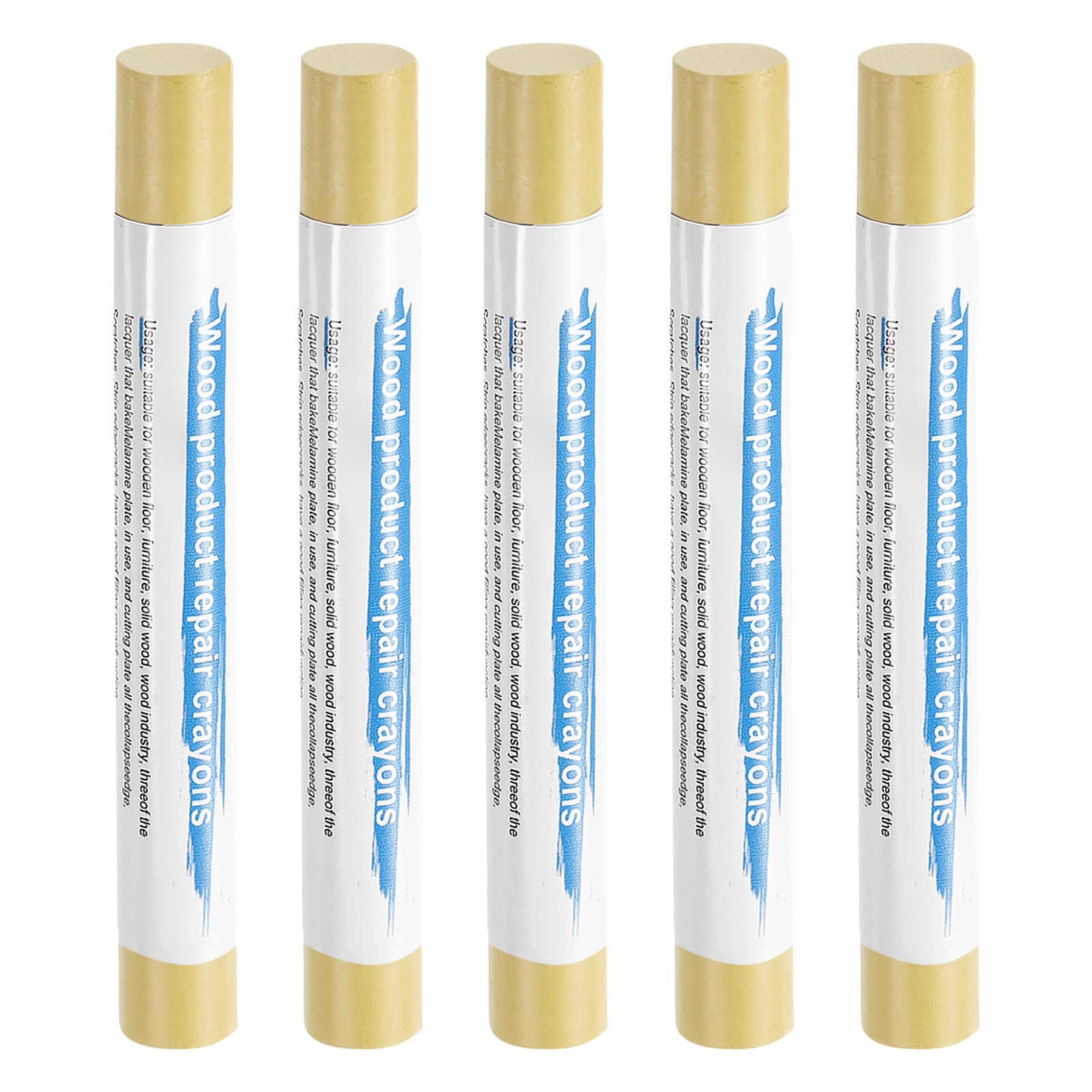 5pcs Wood Filler Sticks Wax Sticks for Scratches Wooden Holes, Maple Yellow