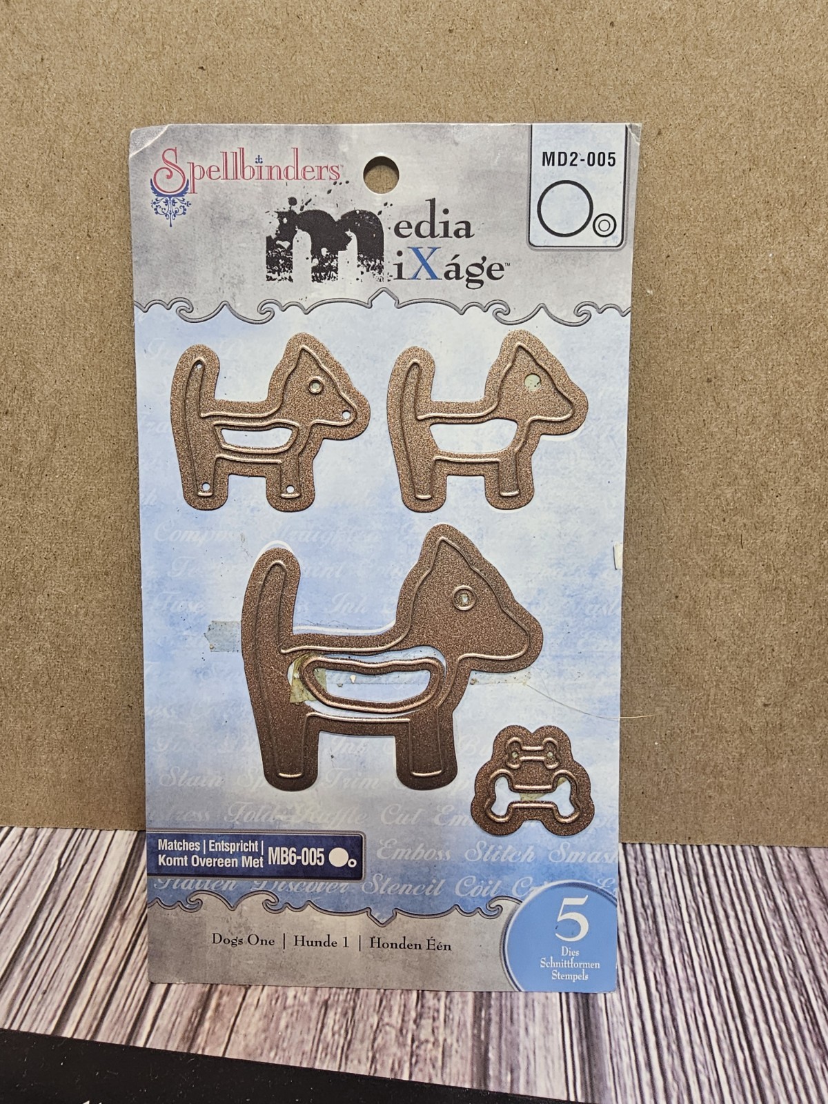 Spellbinders 5 Die Media Mixage DOGS ONE Cut Emboss Stencil Scrapbooking