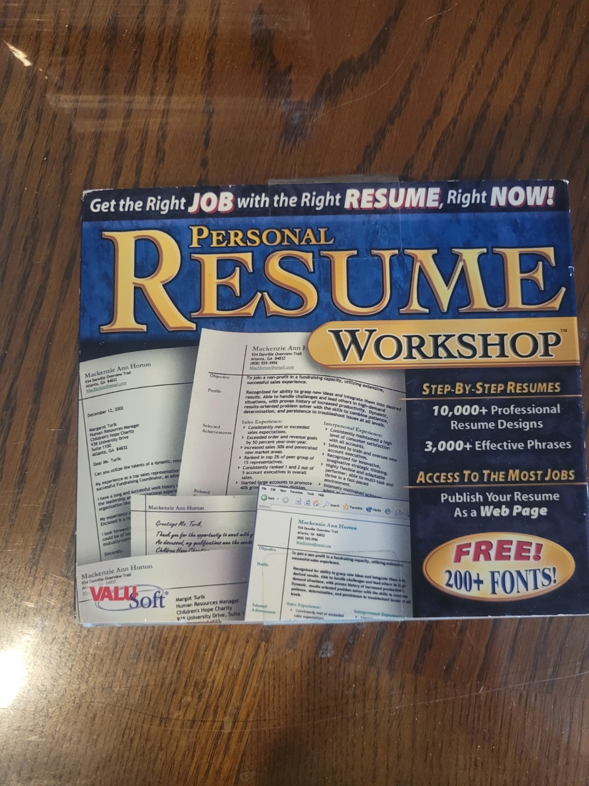 ValuSoft Persoal Resume  Wookshop Software