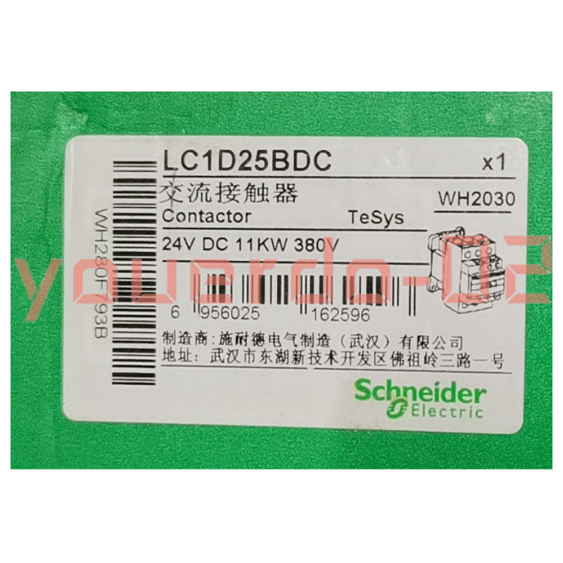 1 PC Schneider LC1D25BDC Contactor,3 pole,AC-3/AC-3e, =440V,25A, 24VDC LC1D25BDC