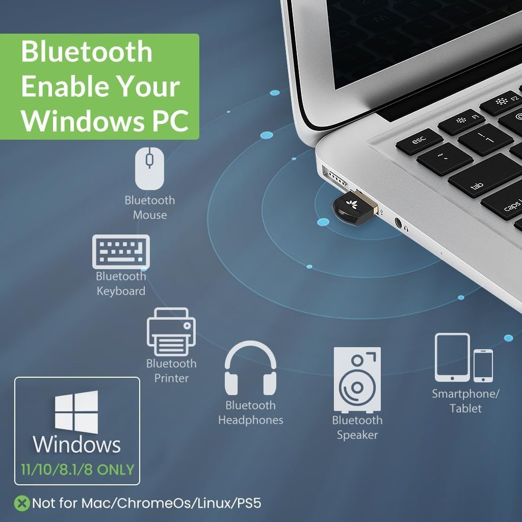 Avantree DG45 USB Bluetooth Adapter Dongle for PC, Computer, Desktop & Black