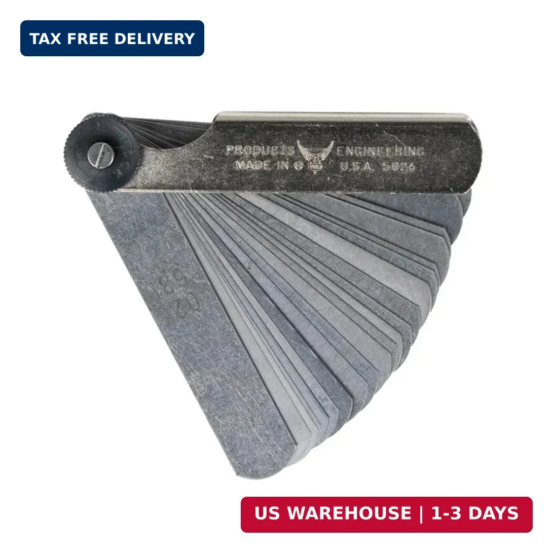 PEC Tools Feeler Gauge Set, 26 Straight Blades, 0.0015-0.025", Made in USA