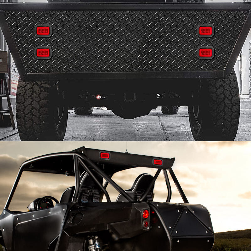 2pc 5" x 3" Red Rectangular LED Tail Lights With Pigtails For Trailer Tow Truck