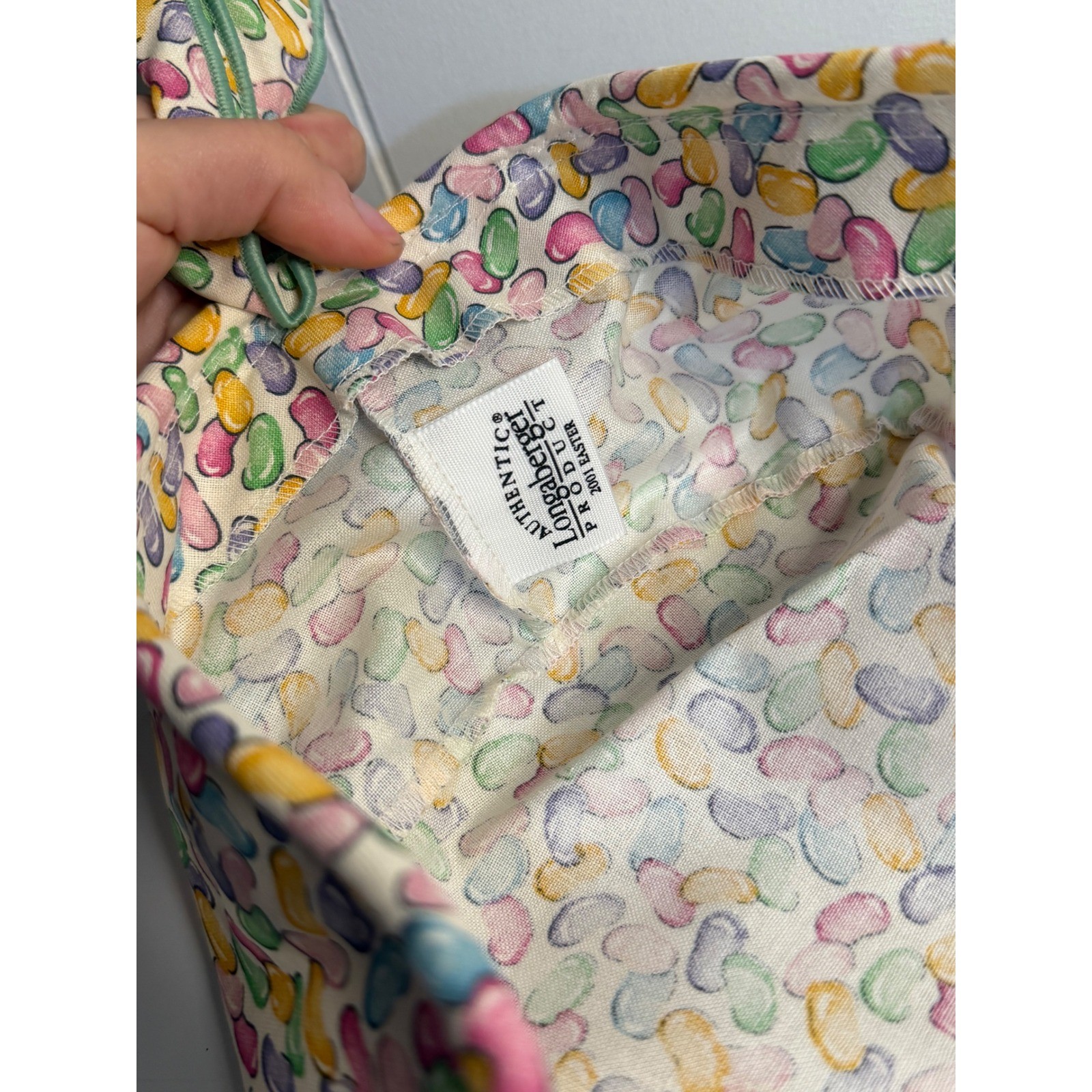 VTG Longaberger Basket Liner Multicolor Jelly Bean Large Easter 2001 Fabric