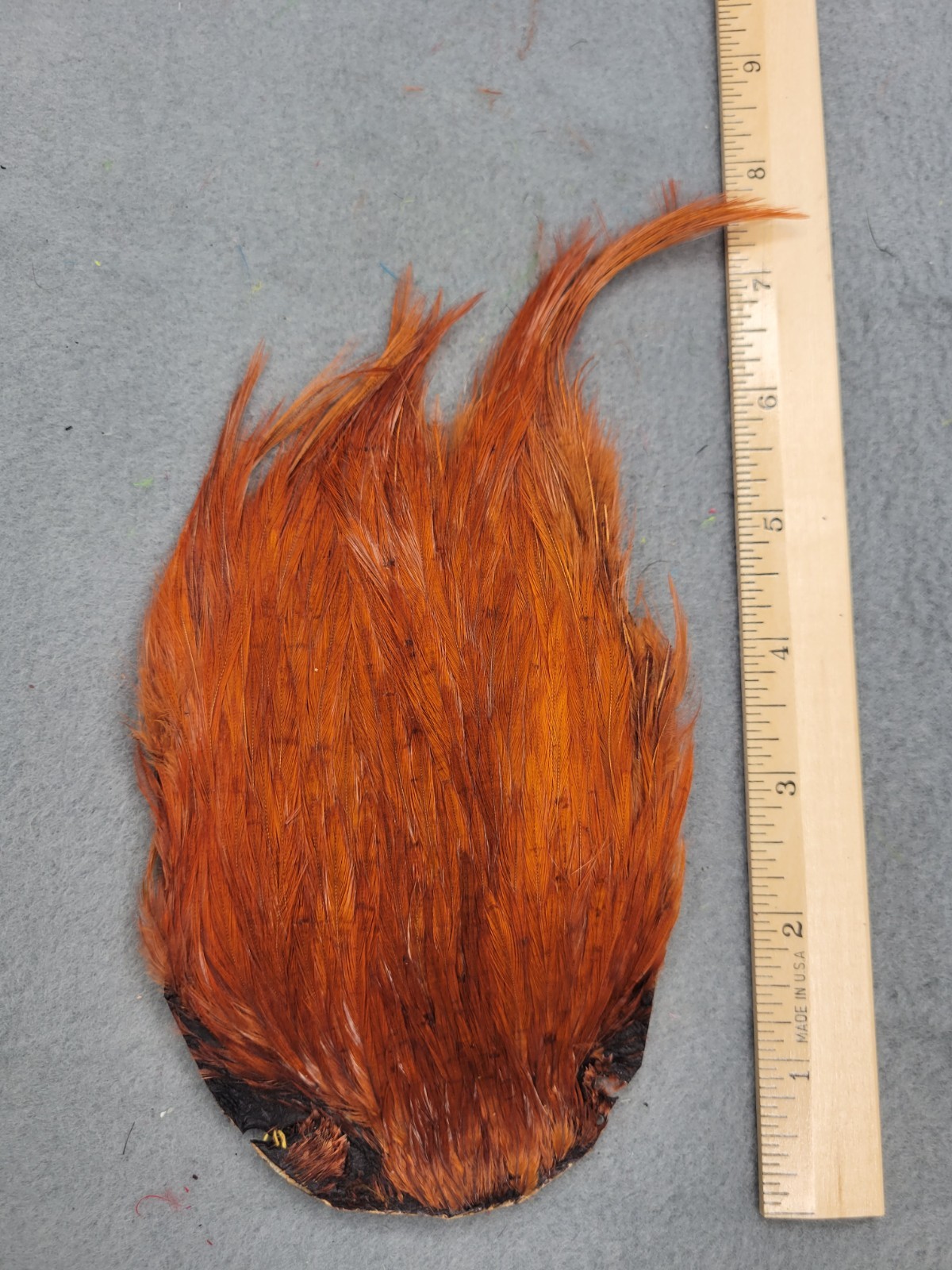 Lot 280, Grade B, DYED BROWN  India Rooster Streamer Neck Cape Feathers