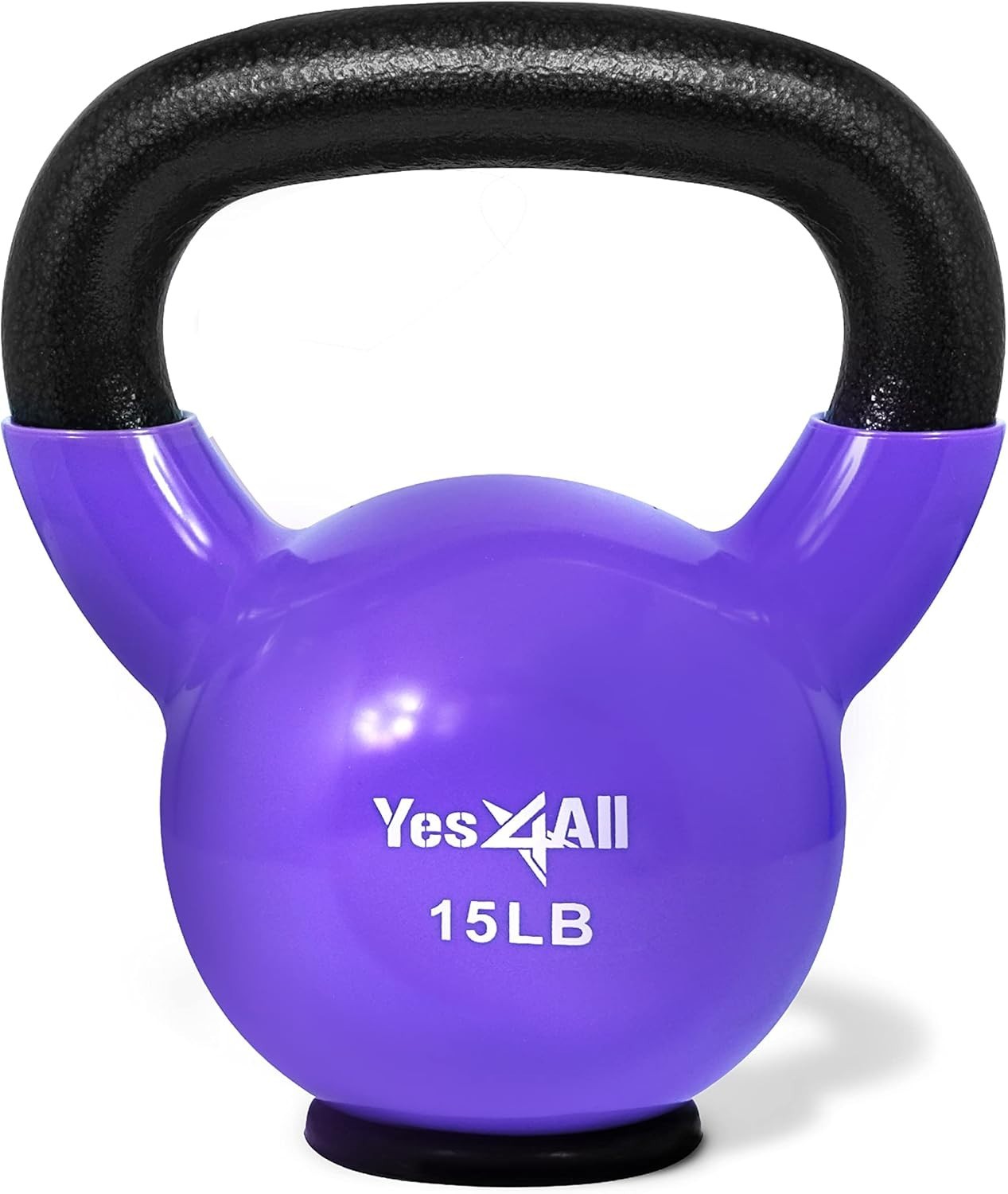 Durable Rubber-Bottom Kettlebell - Unisex Strength Training Weights 15lbs