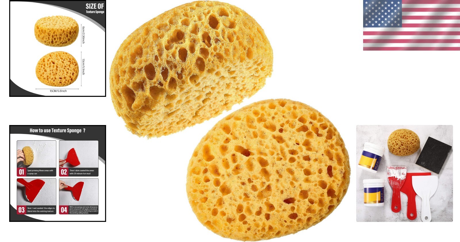 2-Pack Durable Knockdown Texture Sponge for Effortless Wall & Ceiling Repairs