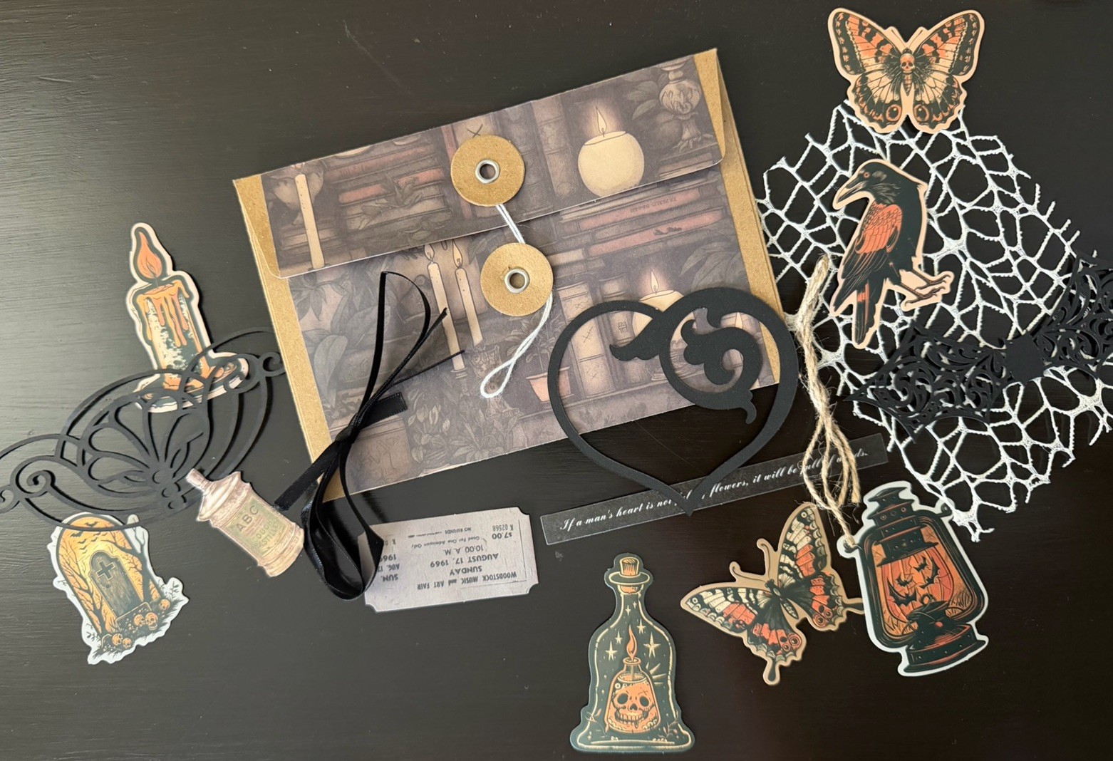Dark Gothic Ephemera Bundle Junk Journal Kit Apothecary Skull Vintage Papers