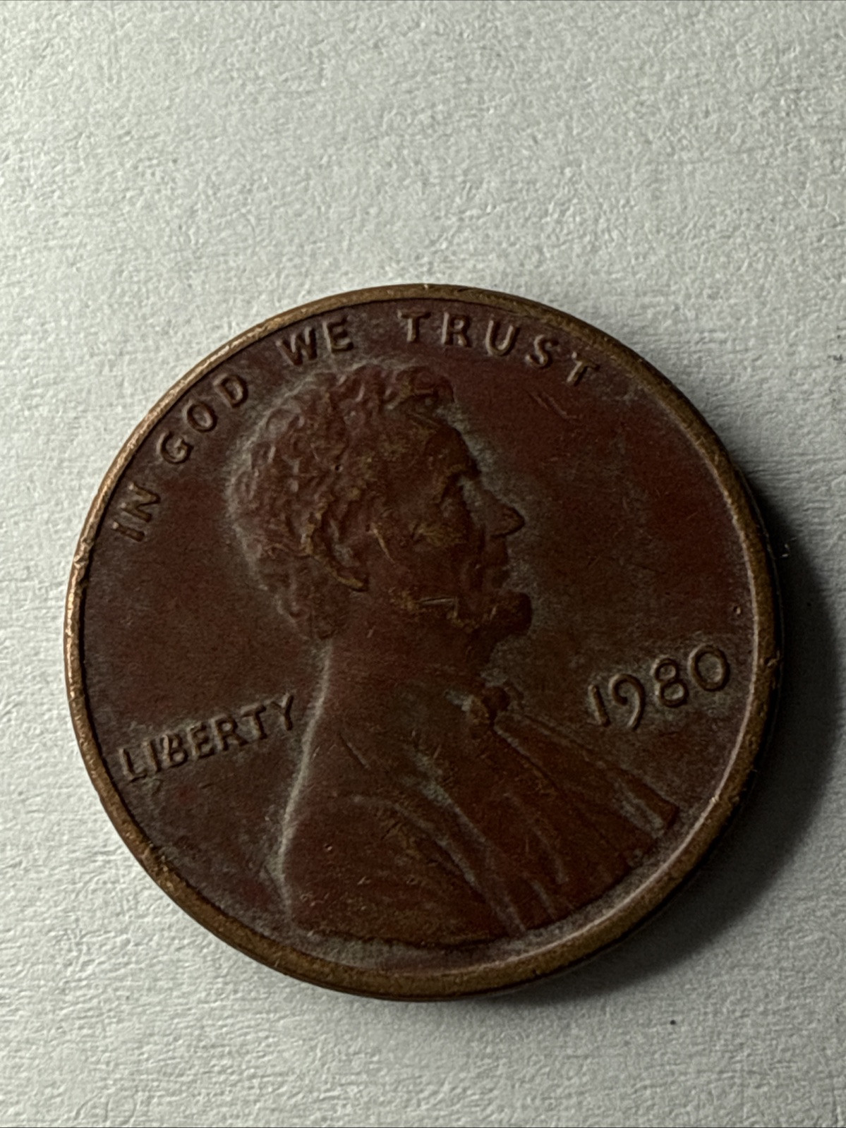 1980 Lincoln. No Mint Mark. Red Coin - Rare/Collectable