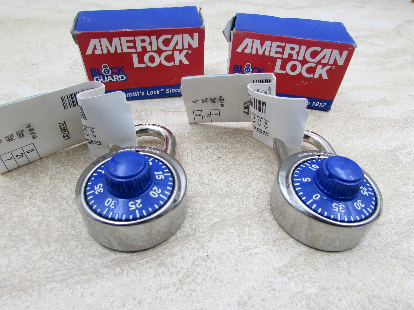 2 Pack American Lock Block Guard Combination Padlock A400K Key Controlled NOS