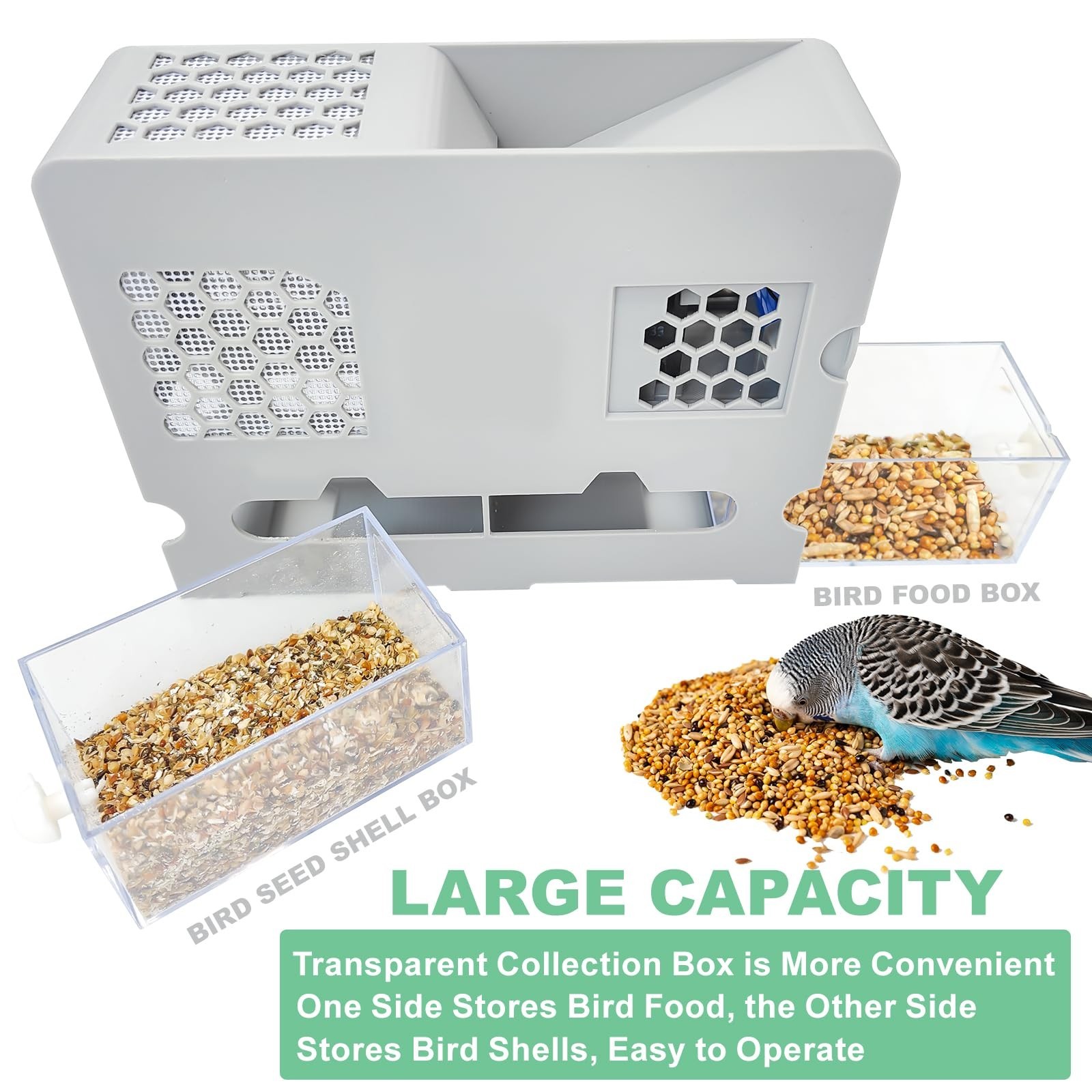 Bird Seed Sheller Machine - No Assembly, Adjustable Speed, Digital Display, Rech