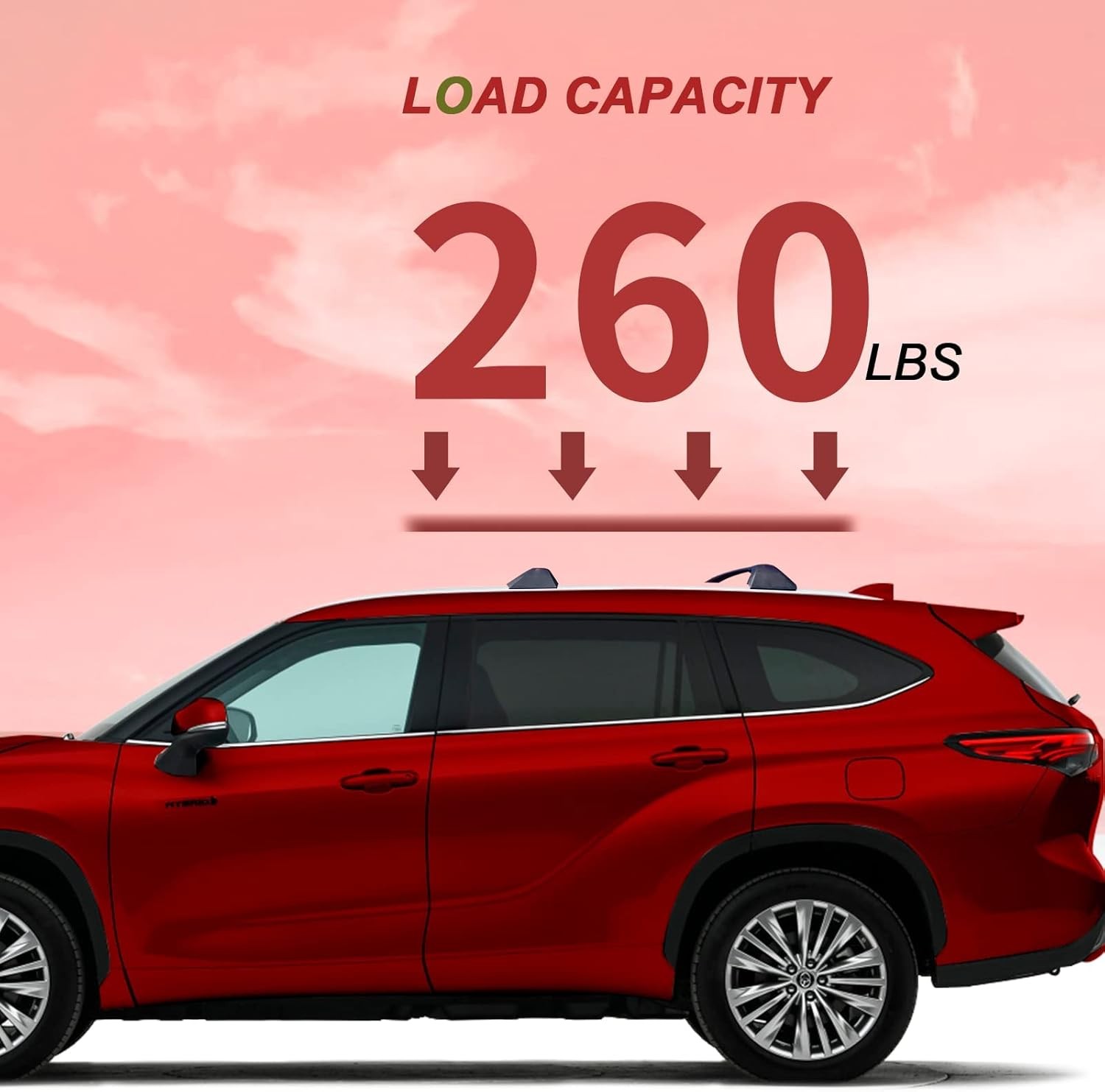 Lockable 260lbs Cross Bars Roof Racks Fit for Toyota Highlander 2020-2026 XLE Li