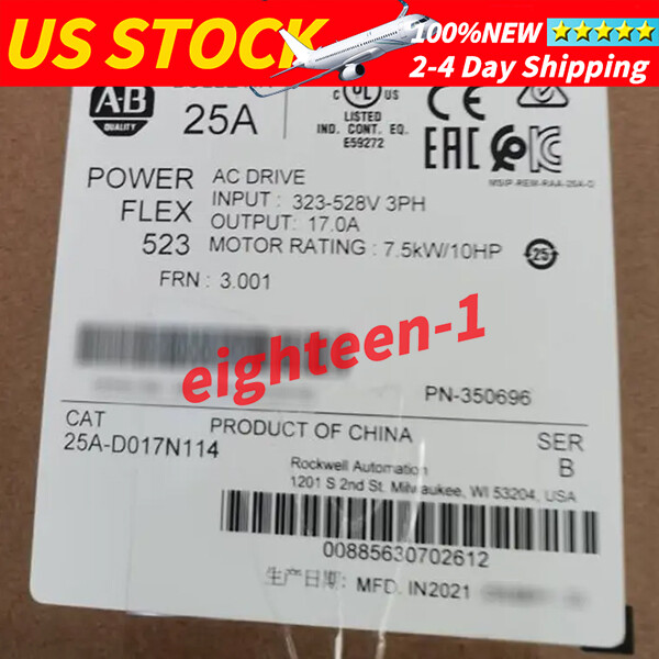 Allen-Bradley 25A-D017N114 PowerFlex 523 7.5kW 10HP AC Drive New Factory Sealed