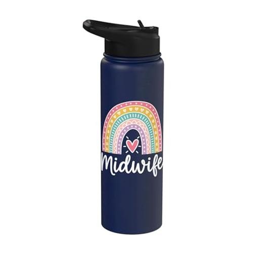 Cute Midwife Labor Delivery Birth Doula Stainless Steel 30 Ounces Navy Blue