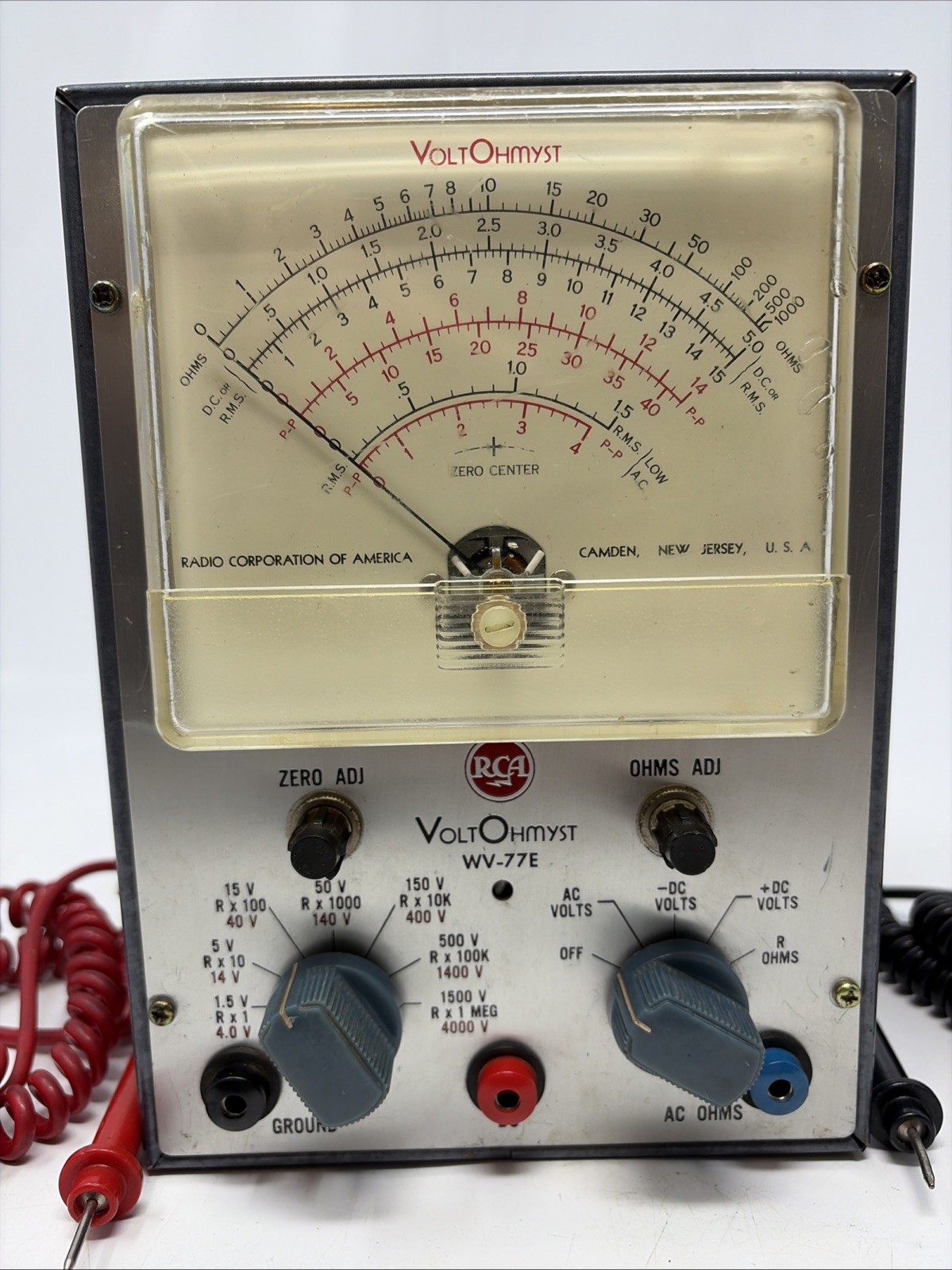 RCA VoltOhmyst WV-77E Analog Volt-Ohm Meter w/ Cables Working Unit - Tested