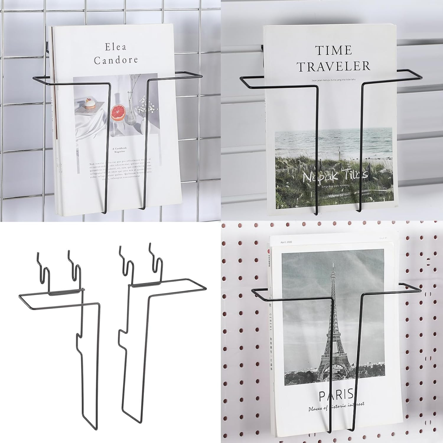 4 Pair Slatwall Literature Holder Pegboard Shelf Accessories Pegboard Magazine H