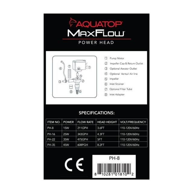AQUATOP PH-8 211 GPH MaxFlow Powerhead