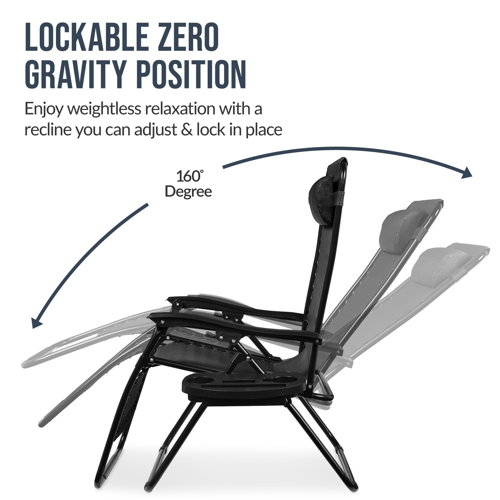 Set of 2 Extra Wide Adjustable Zero Gravity Patio Chair Recliners