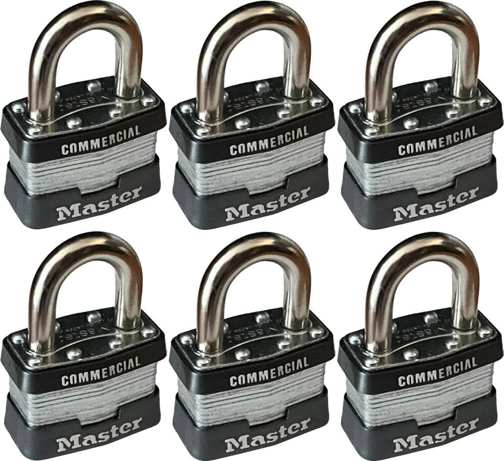 6 Commercial Master Lock Padlocks 1KA Keyed Alike with 12 keys (Custom Key #)