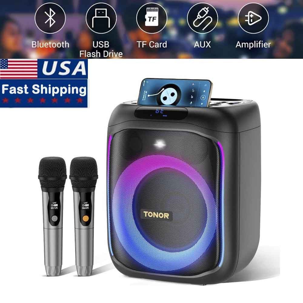 K6 Portable Karaoke Machine 200W with 2 UHF Wireless Microphones Portable
