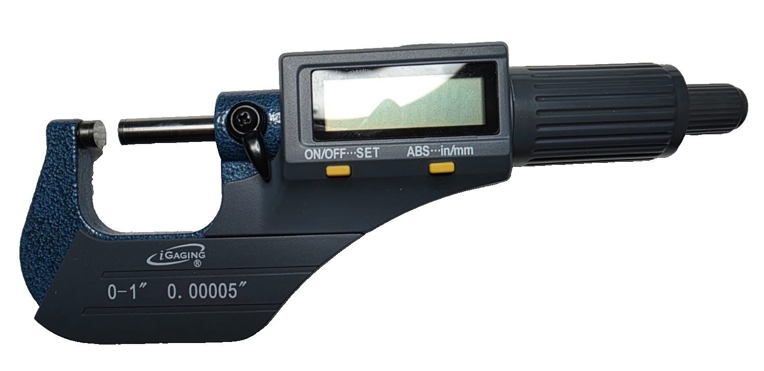iGaging 35-025 Digital Electronic Micrometer 0-1 in 0-25mm Precision Tool Case