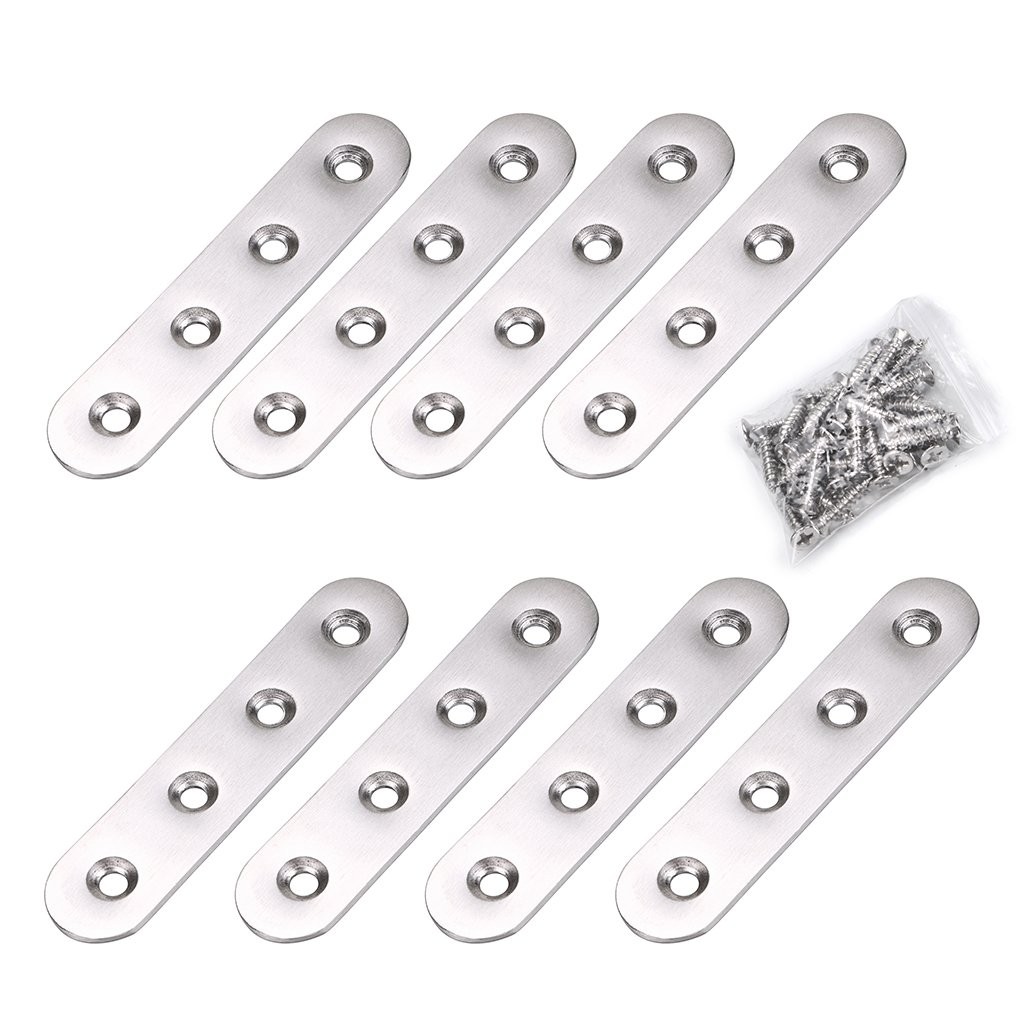 Sumnacon 8Pcs Stainless Steel Flat Plates - 4 Inch 4 Silver, Silver
