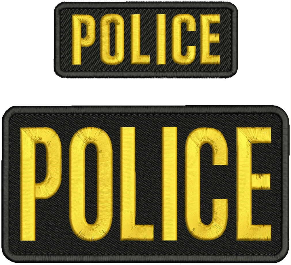 police embroidery patch 4x8 and 2x5'' hook on back gold