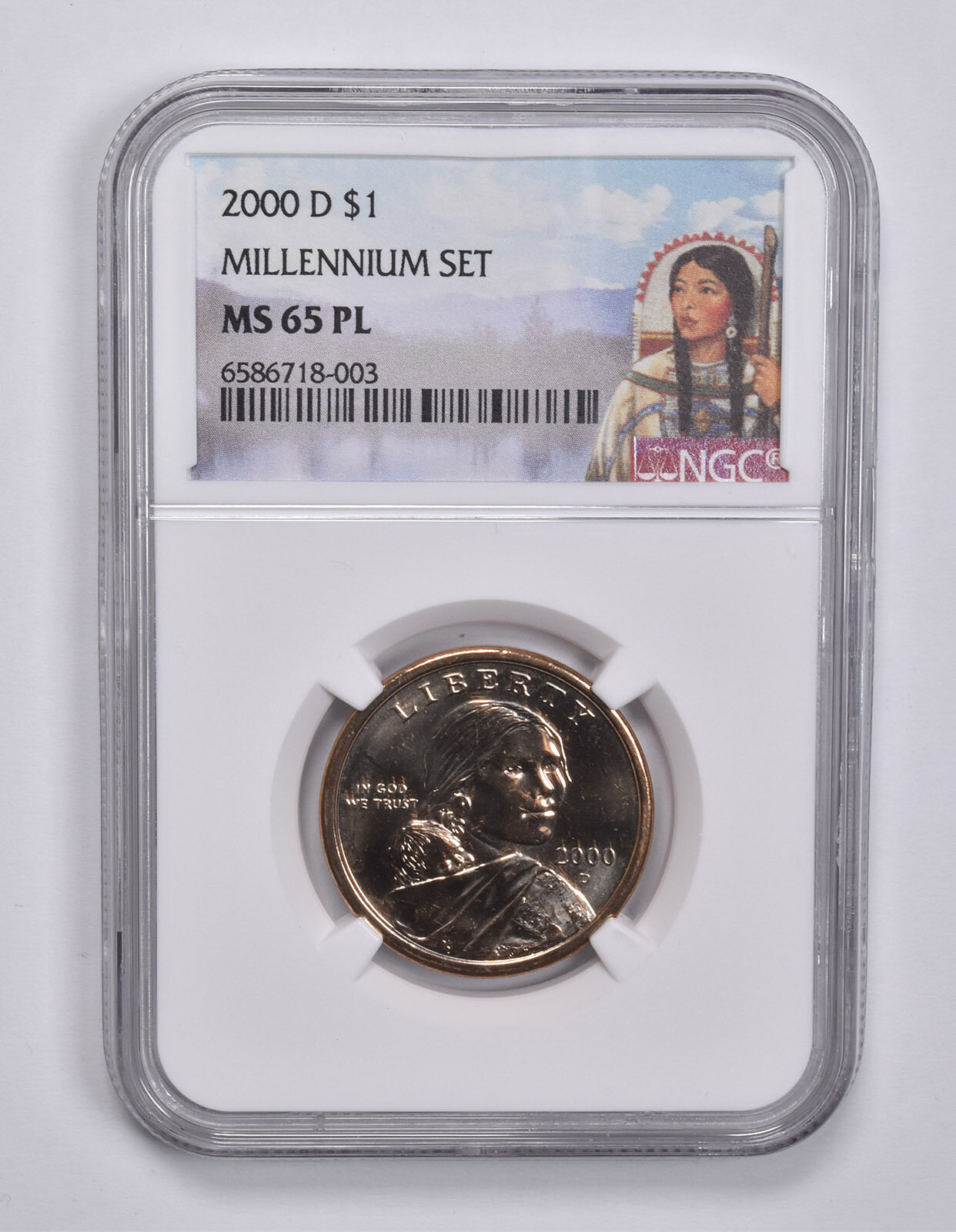 2000-D Sacagawea $1 Millennium Set MS65 PL NGC Special Lbl