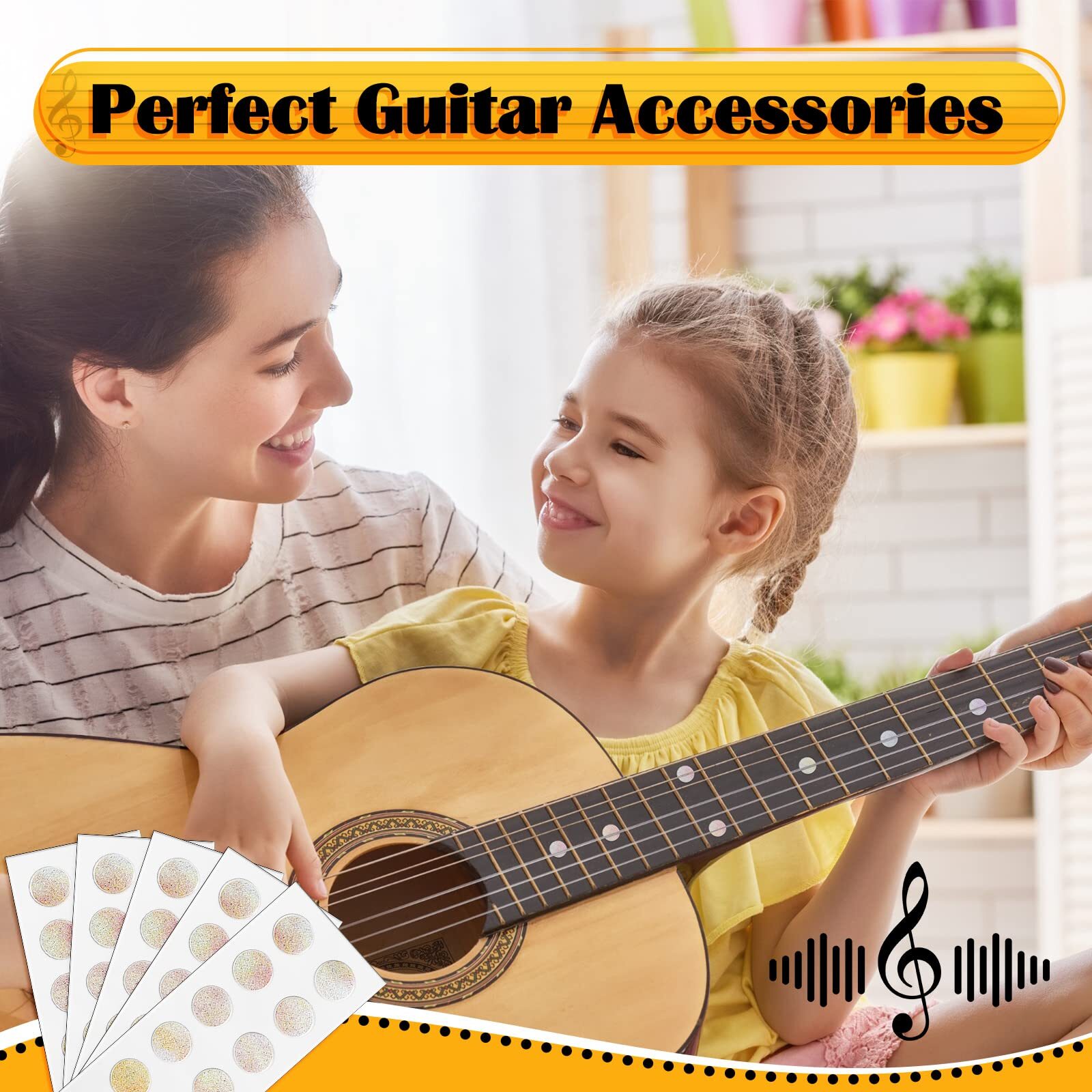 100 Pcs 5 Sheets Dot Fret Markers Guitar Fretboard Stickers Guitar Neck Decal