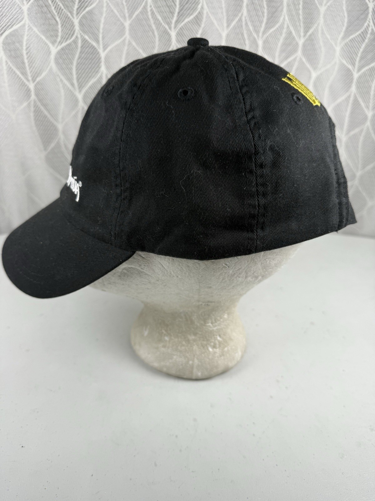 ABSOLUT KAHLUA in White on Black Hat Cap w Martini Glass wGold & Wicked on Back