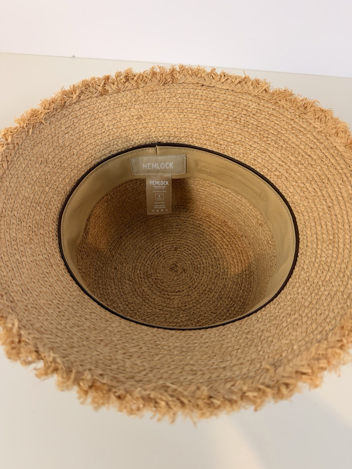 Hemlock Lenny Straw Bucket Hat 100% Raffia Beige Adjustable Beach Sunny S Women