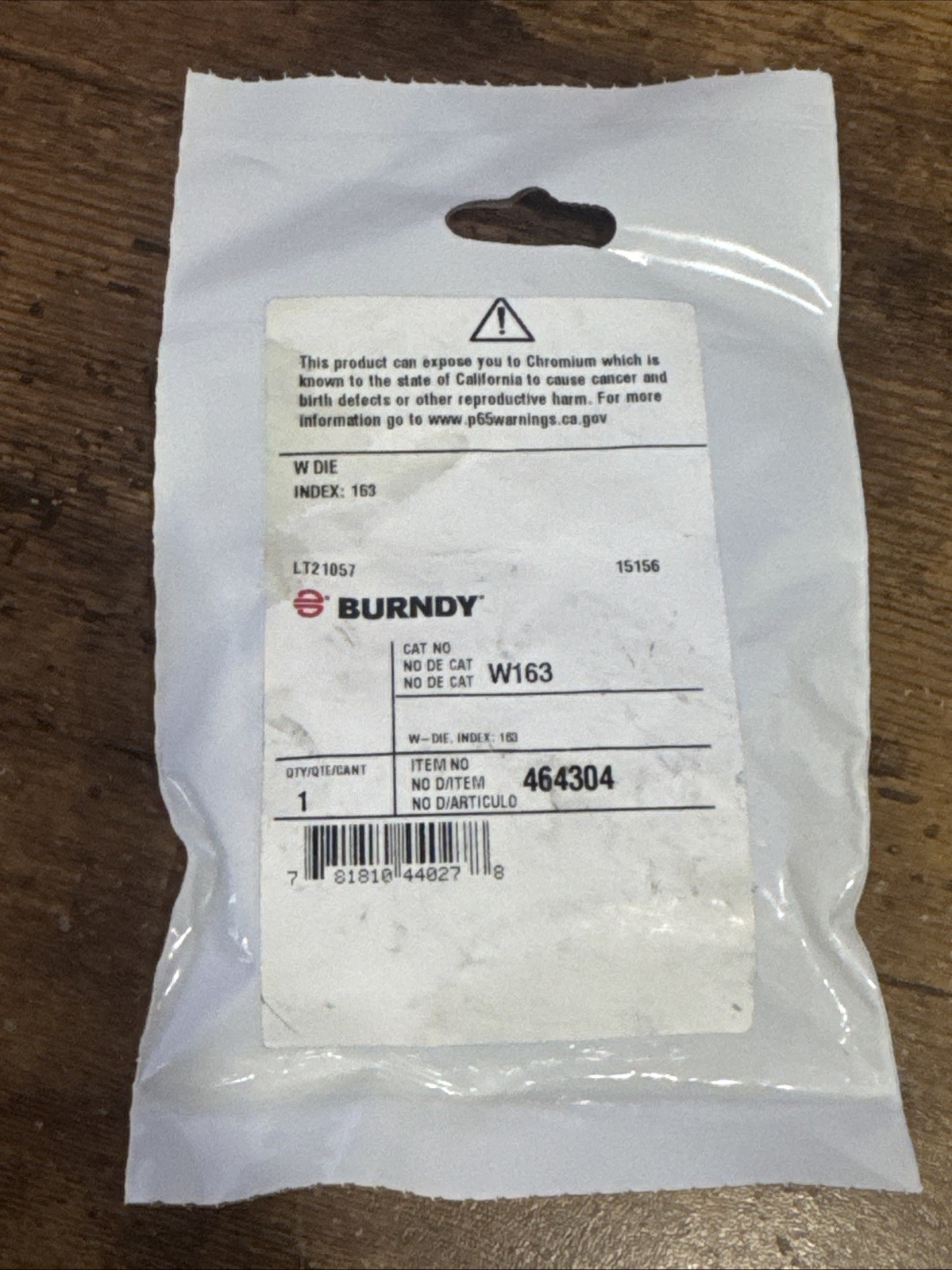 Burndy W163 / W-163 Type W Crimping Die, 1 Awg
