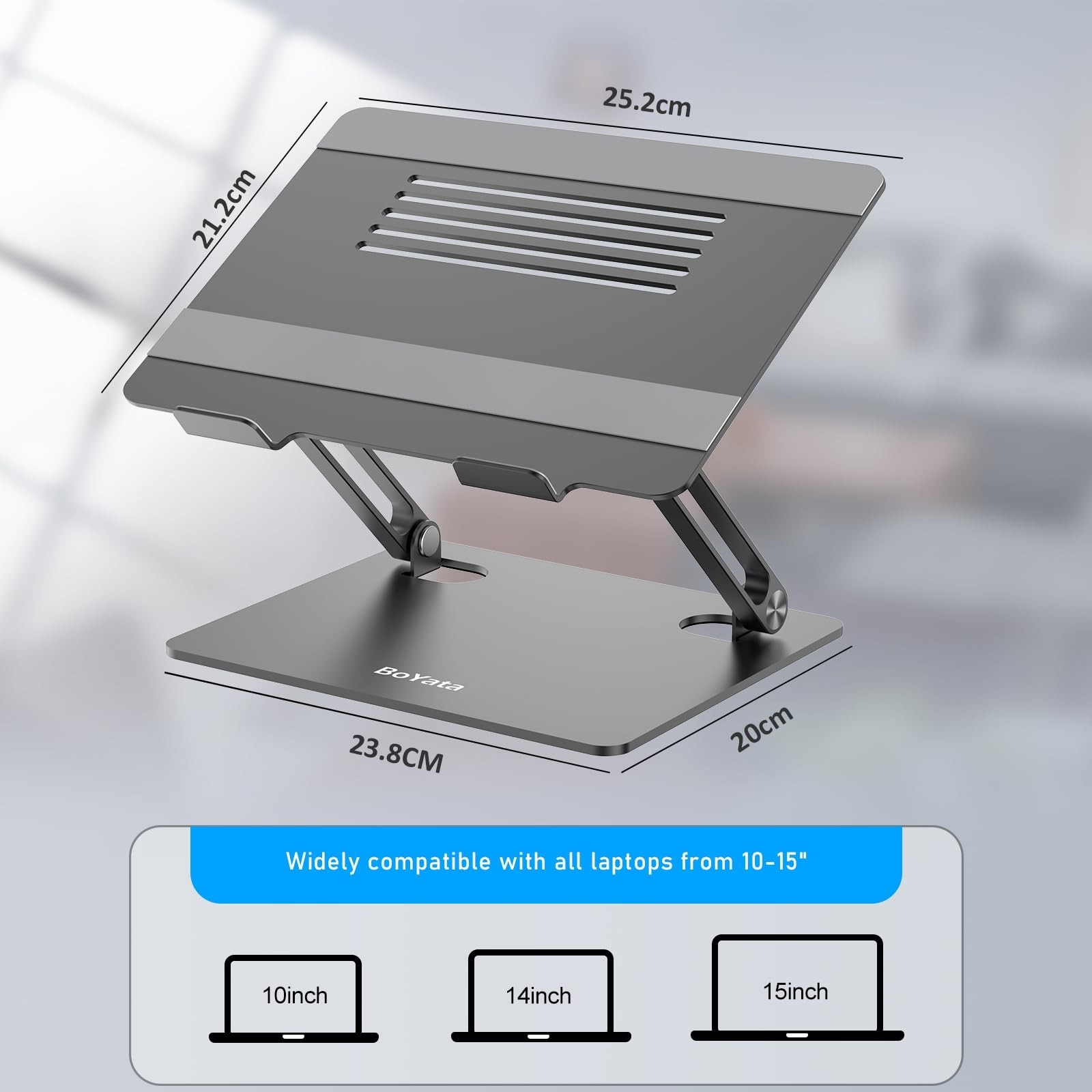 BoYata Laptop Stand, Adjustable Laptop Riser Ergonomic Computer Stand for Des...